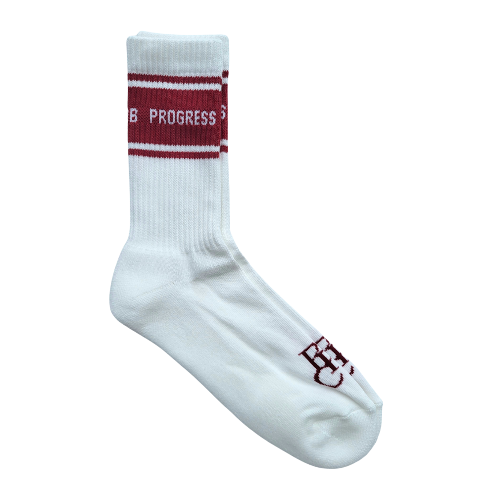 Progress Running Club Club Classic Socks in White and Red