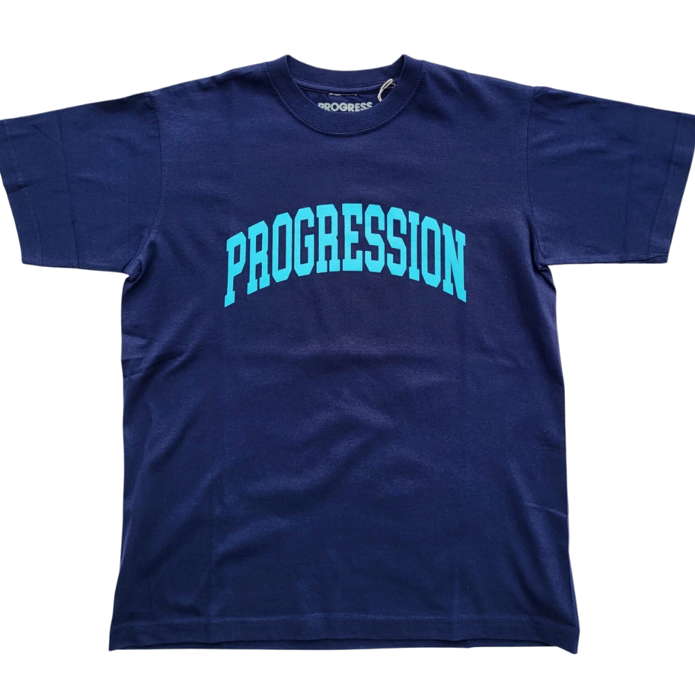 Progress Running Club Progression Arc T-Shirt in Navy and Sax