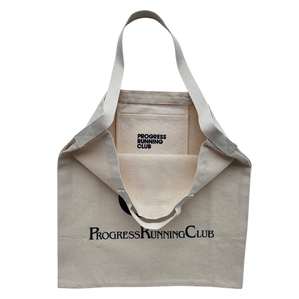 Progress Running Club PRC Badge Tote in Natural and Navy