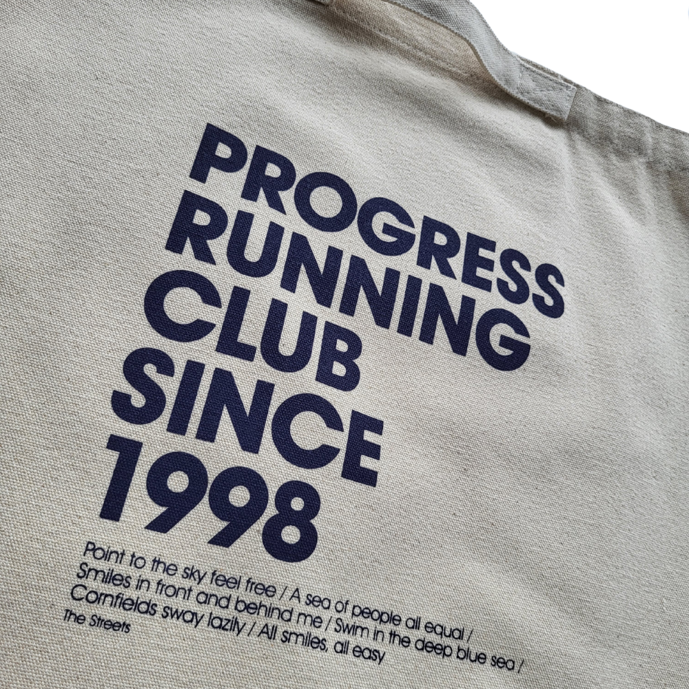 Progress Running Club Club Classic Tote in Natural and Navy