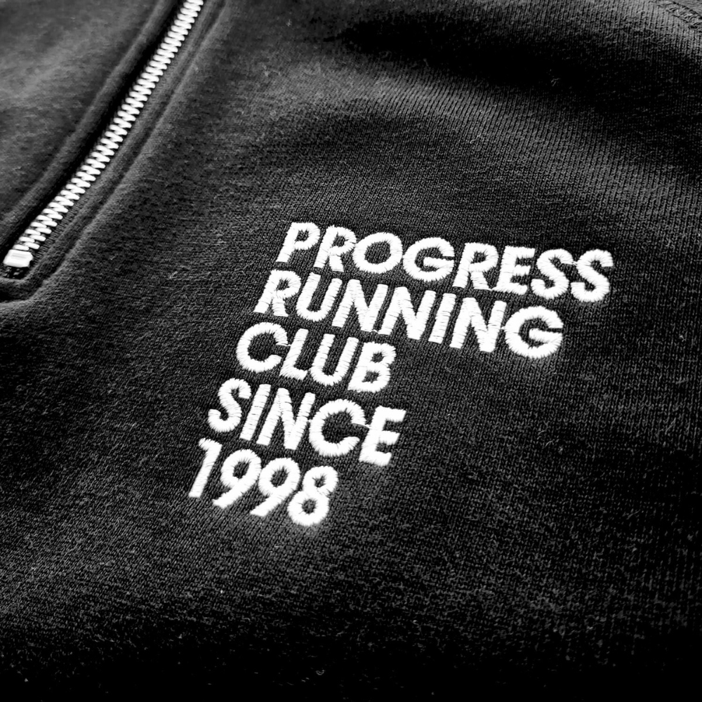 Progress Running Club PRC Club Classic Half Zip Funnel Neck Sweat in Black