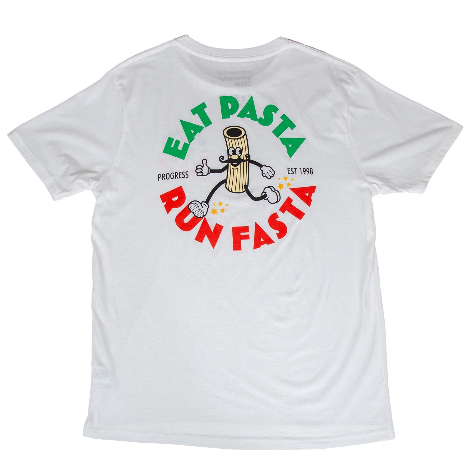 Progress Running Club Eat Pasta Classic Short Sleeve T-Shirt in White