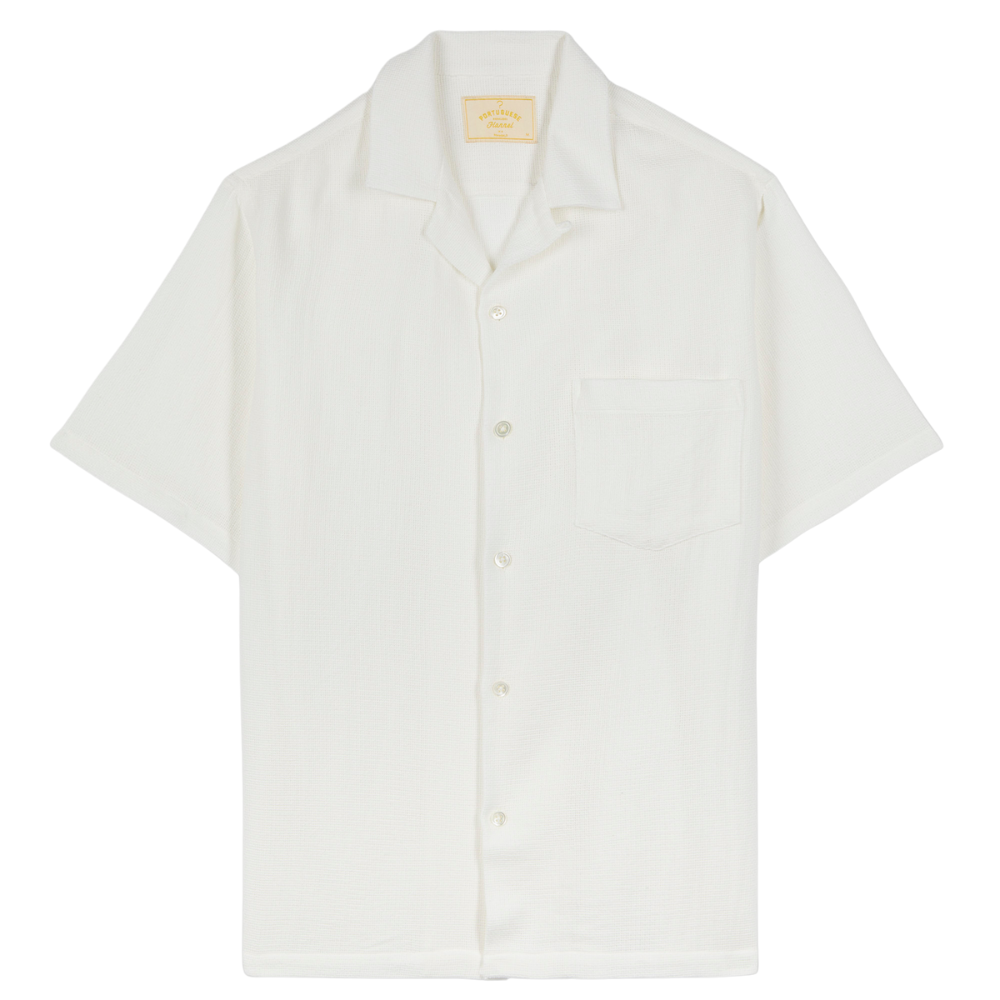 Portuguese Flannel Pique Shirt in White