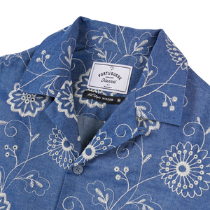 Portuguese Flannel Denim Embroidery 2 Shirt in Blue