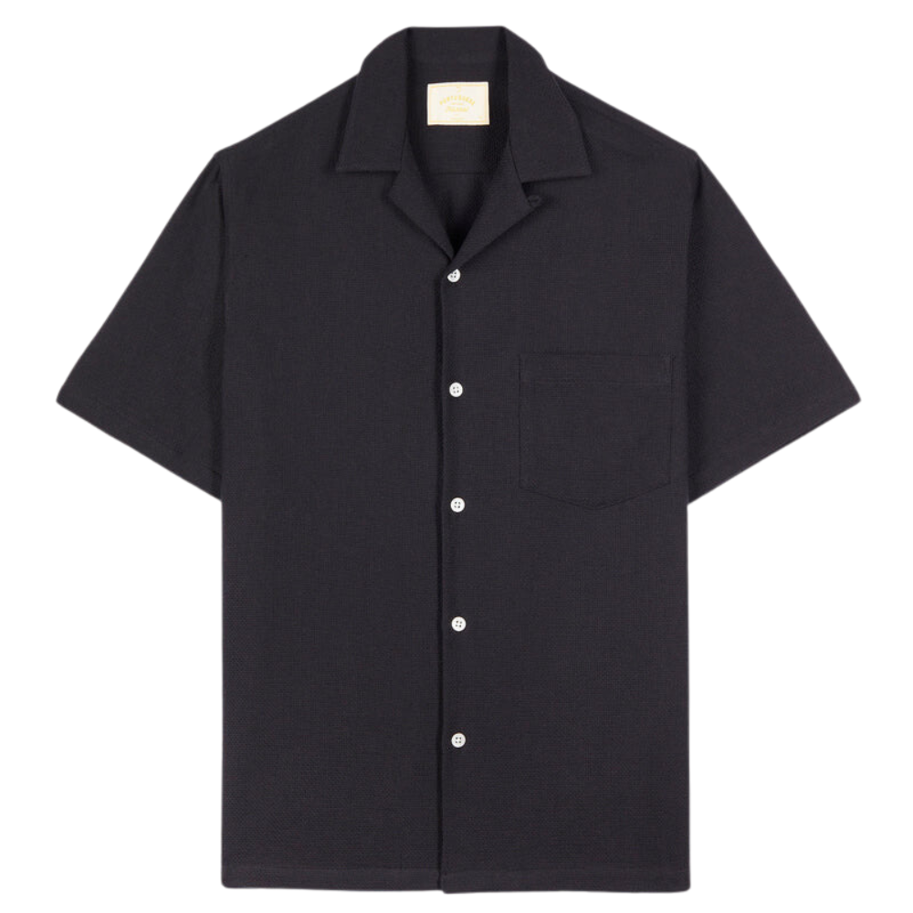 Portuguese Flannel Pique Shirt in Black