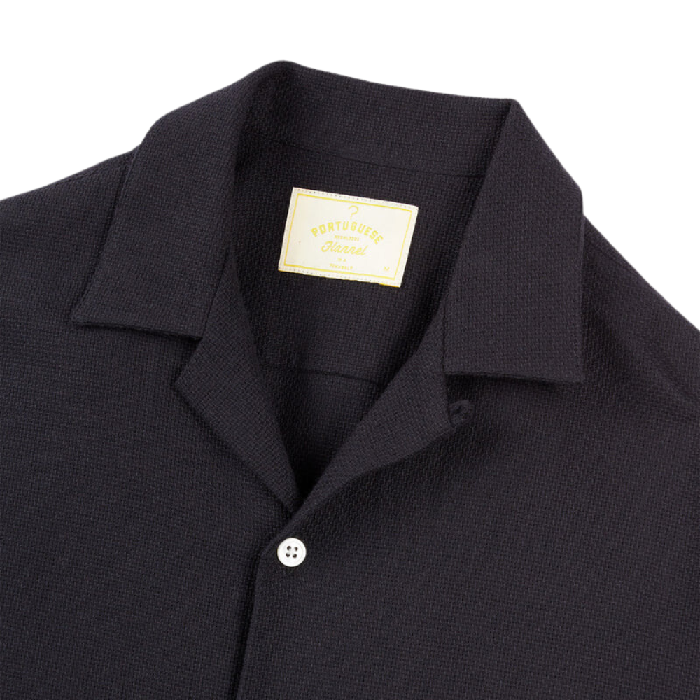 Portuguese Flannel Pique Shirt in Black