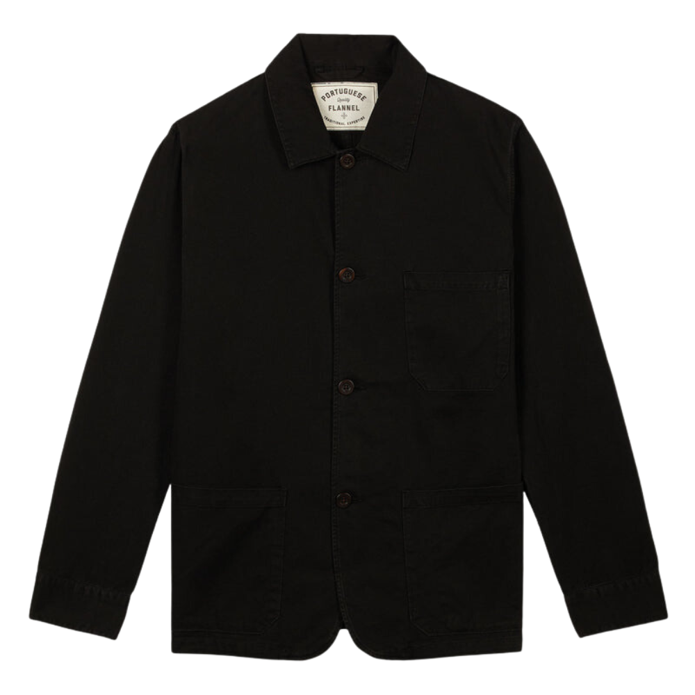 Portuguese Flannel Labura Overshirt in Black