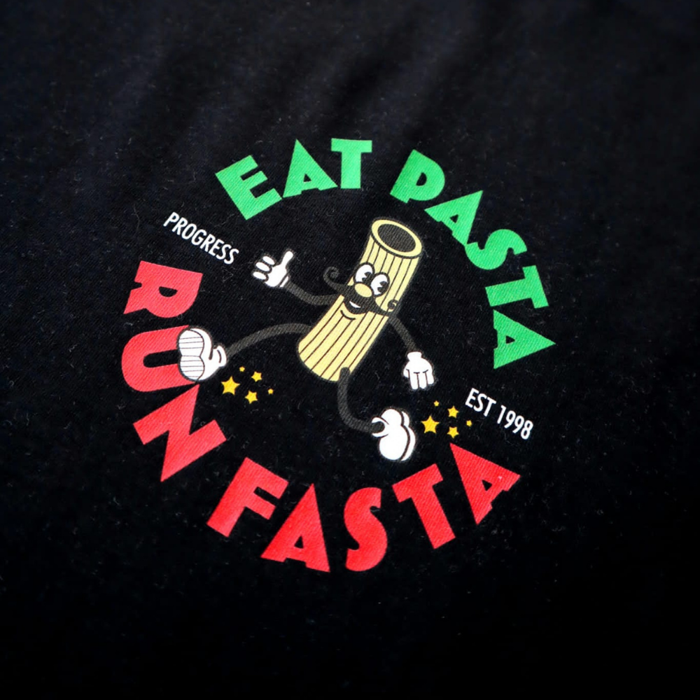 Progress Running Club Eat Pasta Classic Short Sleeve T-Shirt in Black