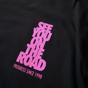 Progress Running Club On the Road Short Sleeve T-shirt in Black and Neon Pink