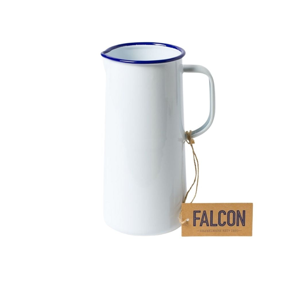 Falcon Enamelware Three Pint Jug in White/Blue